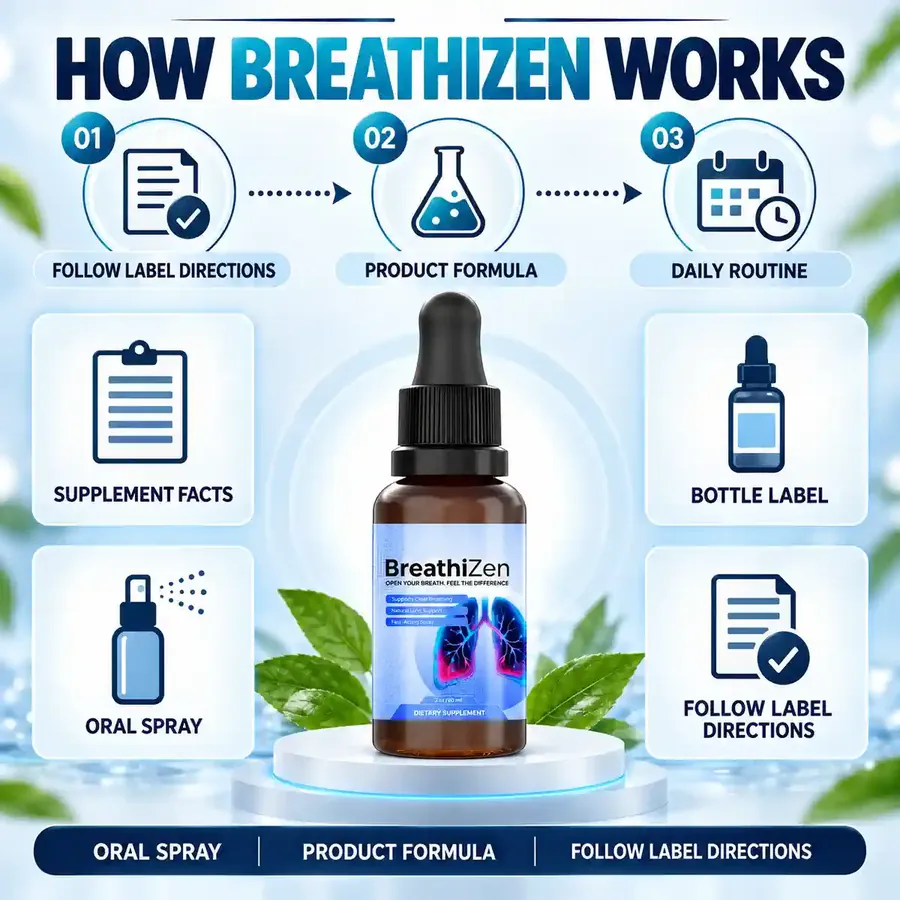 BreathiZen Australia drops bottle with ingredient information