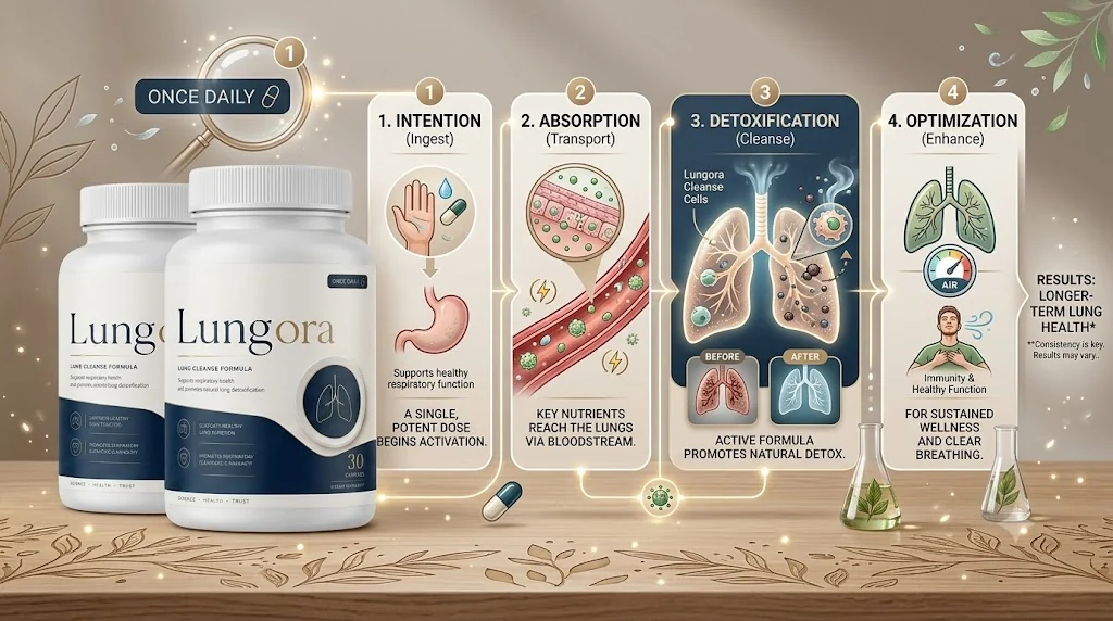 Lungora overview showing capsule packaging and naturally sourced ingredients