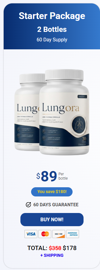Lungora two-bottle package with price for breathing support