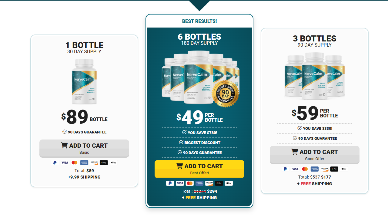 Nerve Calm price for 1, 3 and 6 bottles