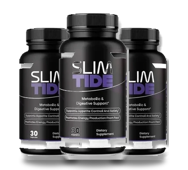 Three Slimtide bottles shown together as a multi-bottle pack