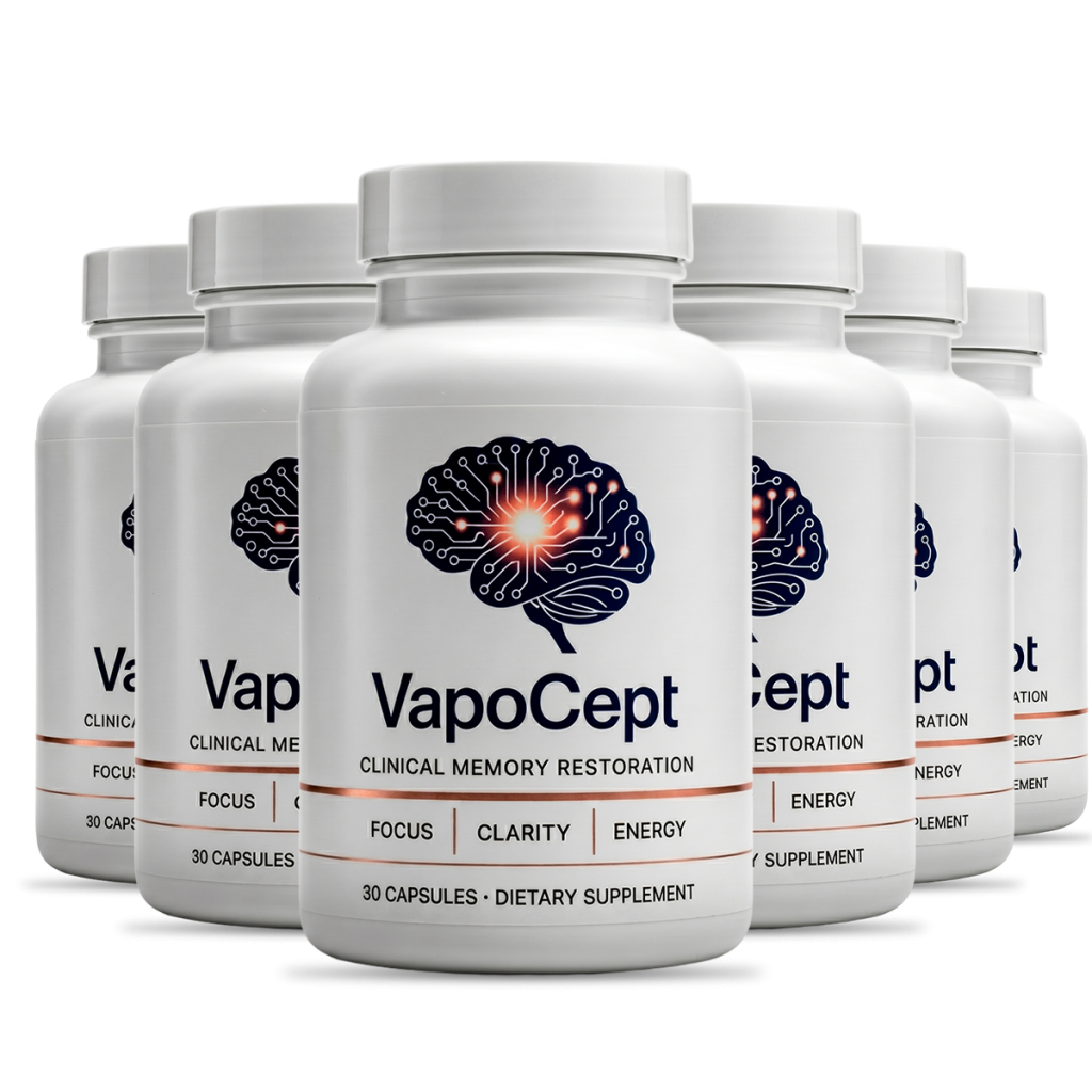 Six VapoCept bottles displayed as a discounted package option